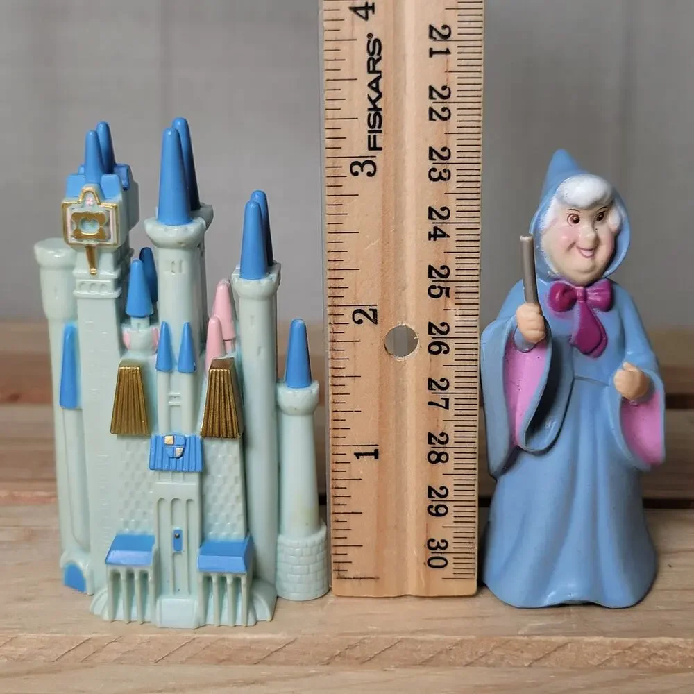 Set of 2 Disney Cinderella Figurines: Cinderella's Castle & Fairy Godmother